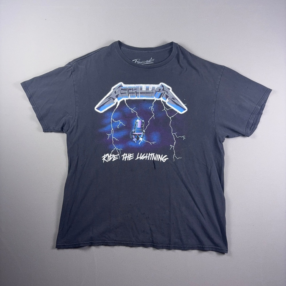 Bravado Metallica Ride the Lightning Graphic T-Shirt XL Band Tee Distressed